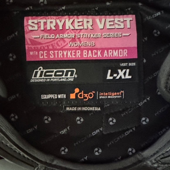 ICON Black and Pink Riding Vest - Picture 3 of 3